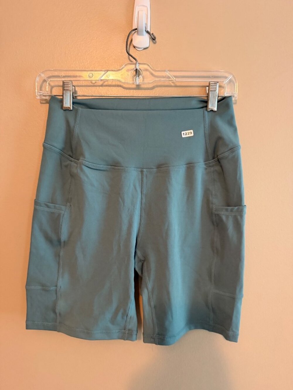 Halara L Teal Womens 6" Inseam High-Waisted Activewear Shorts With Pockets